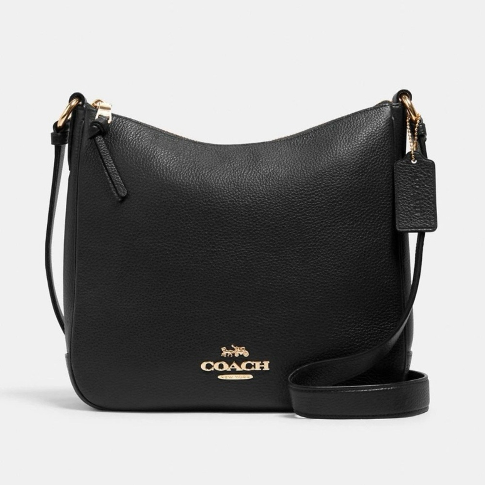 Coach Bag Black Pebbled Leather Crossbody Shoulder Bag Ellie File Bag